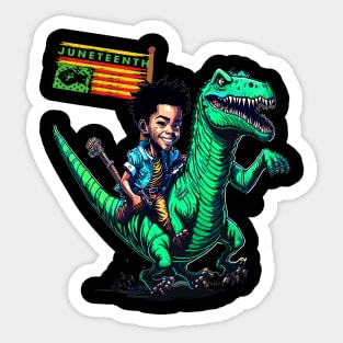 Juneteenth black king riding t rex dino funny boys kids flag Sticker